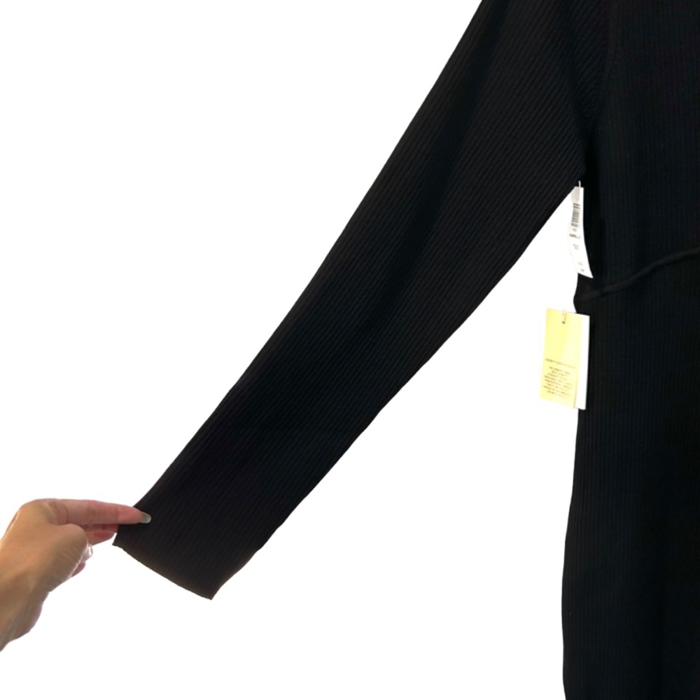 Wilfred Aritzia Gabrielle sweater dress XL black midi ribbed bodycon v-neck NWT - Picture 7 of 10